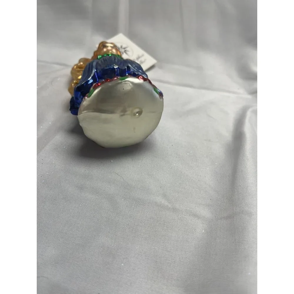 Vintage Radko Fairy 1999 *Flora Bells* RARE 3d Glass Ornament Christmas Blue Grn